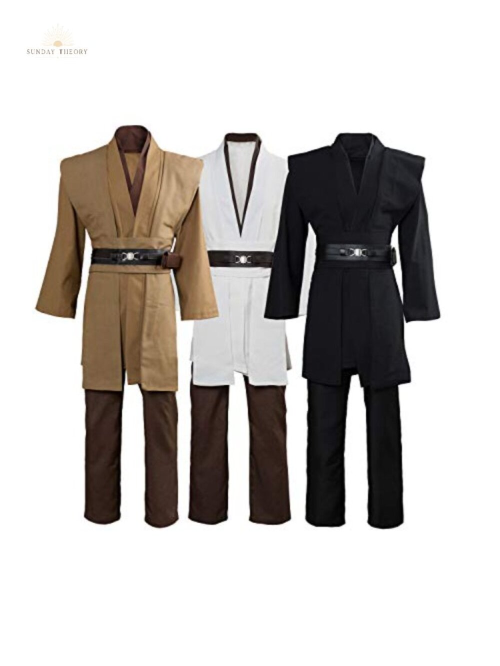 Laku Mens Hooded Tunic Robe Knight Cosplay Costume Set Leather Belt Pants
